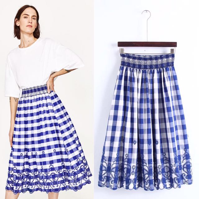 gingham skirt zara