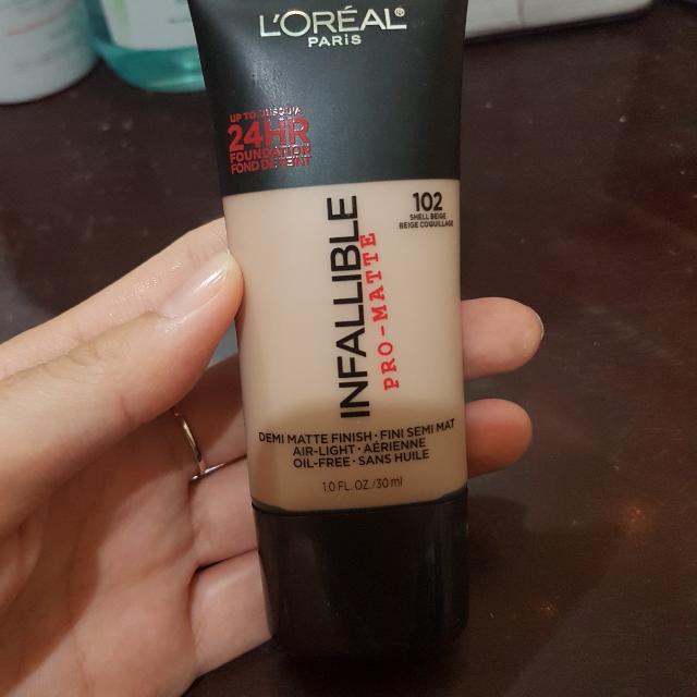 Loreal Infallible Pro Matte Foundation Shade 102 Shell Beige Kesehatan Kecantikan Rias Wajah Di Carousell
