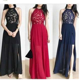 dress halter panjang hitam