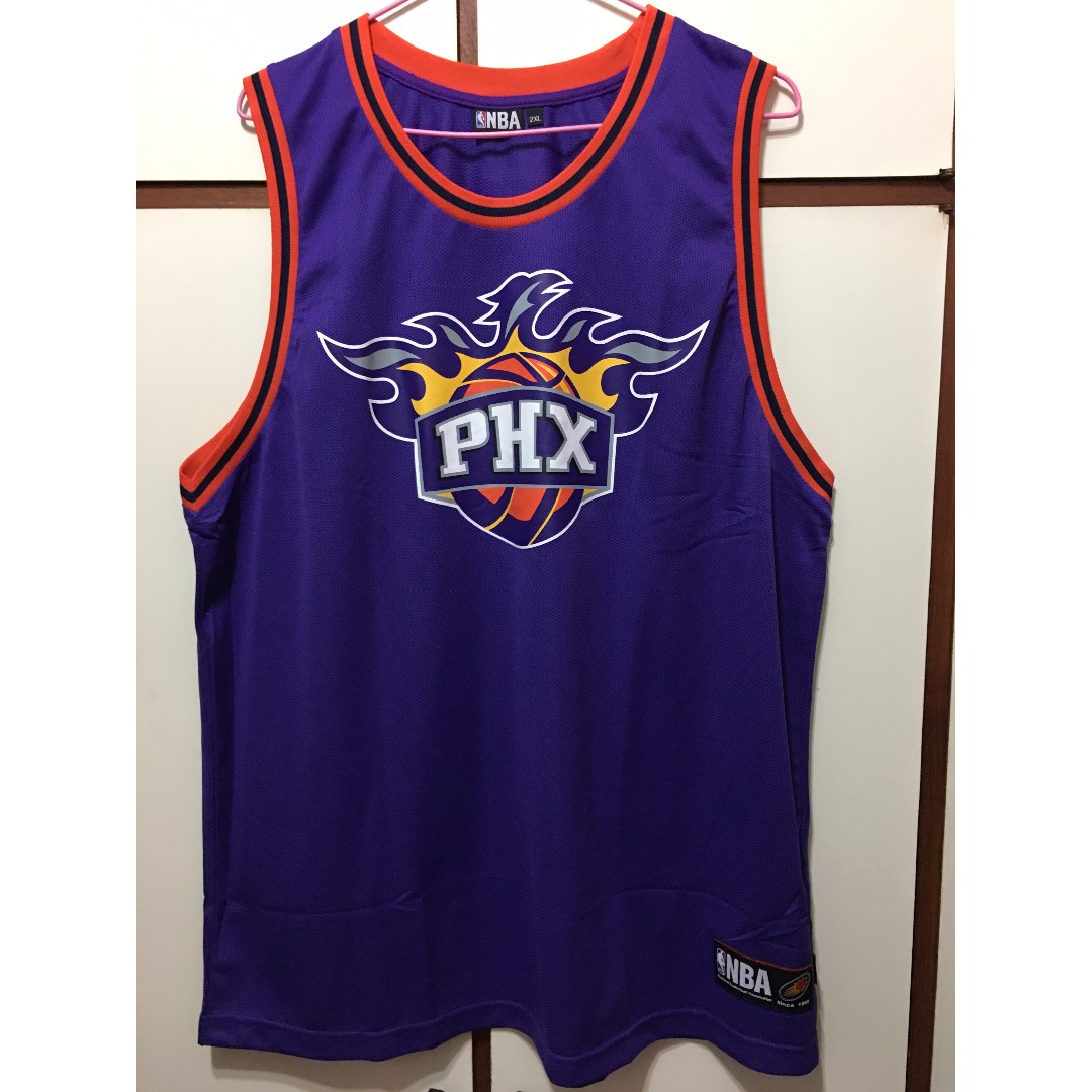 创信nba 复古-大logo 球衣 太阳队-紫色 网状透气材质