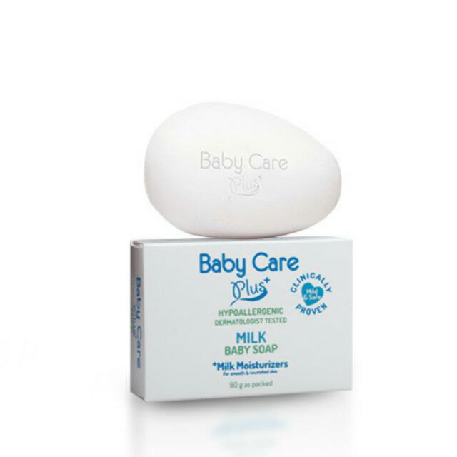 Babycare Plus Milk Soap (Category: Other Baby Bathing & Changing Needs) located in Makati City. Submitted by plasticsnfrills (Listing ID 100525404, Image 1). Description: Baby Care Plus+ Milk Baby Soap Infused with Milk moisturizers and Olive Oil Extracts for smoother, nourished skin! Also contains Lamesoft Skin Protector that forms a natural barrier around baby's skin to protect it while gently cleansing.With a mild formula that won't irritate b