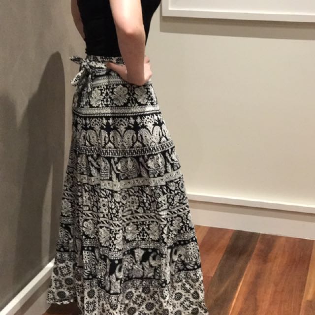 Bohemian Wrap Skirt Hand Printed Fabric Made In India Women S