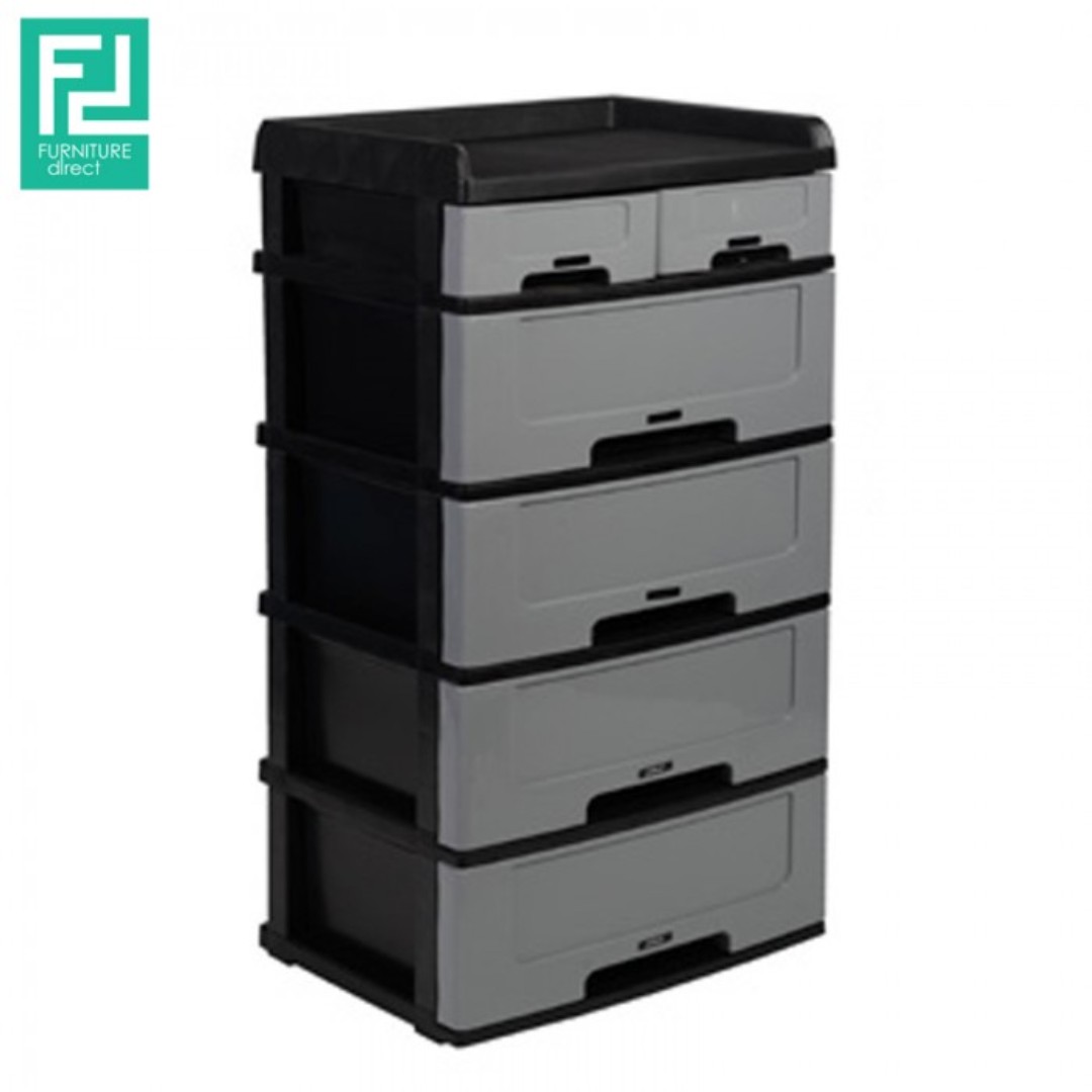 Felton Fdr484 Plastic 6 Drawer Storage Grey Home Furniture