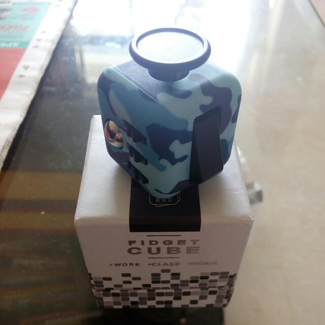 blue camo fidget cube