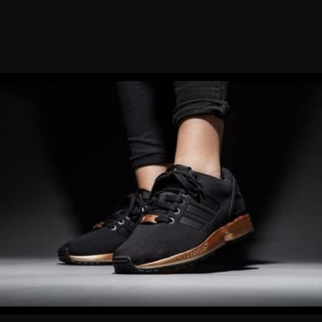 adidas zx flux black and gold womens
