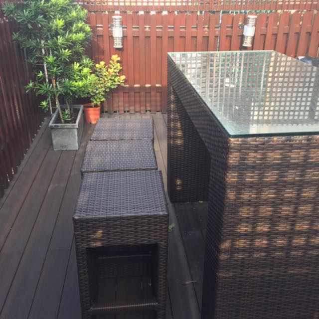 Bargain High Outdoor Counter Table, 6 Chairs, Furniture & Home Living