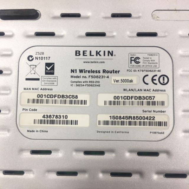 Belkin WiFi Router Model: F5D8231-4, Computers & Tech, Parts ...