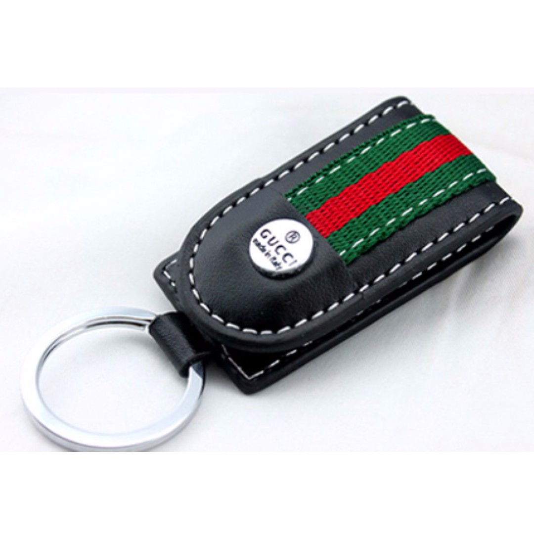 Designer Key Lanyard Gucci Inspired-Green Red Striped Lanyard-Bronze –