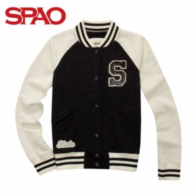 Spao Baseball Jacket SPMZ521G05-19 (Black), Women's Fashion, Coats