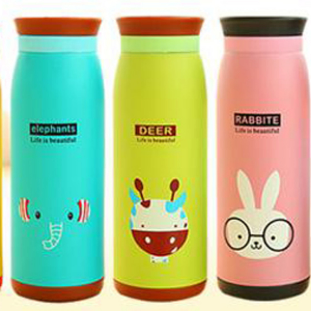 Thermos Animal 500 Ml Tempat Botol Air Minum Anak Karakter Hewan