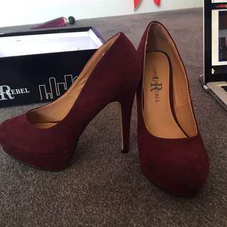 burgundy/maroon platform heels