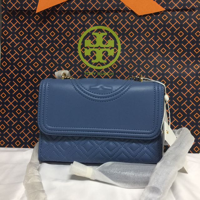 Tory Burch Small Fleming Convertible Shoulder Bag In Blue