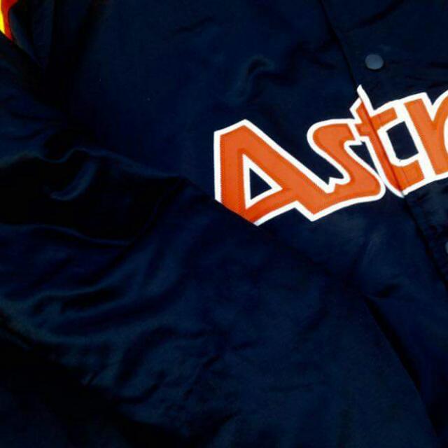 HOUSTON ASTROS MAJESTIC STARTER STYLE JACKET SATIN 80's COOPERSTOWN MEN  BLUE 2XL