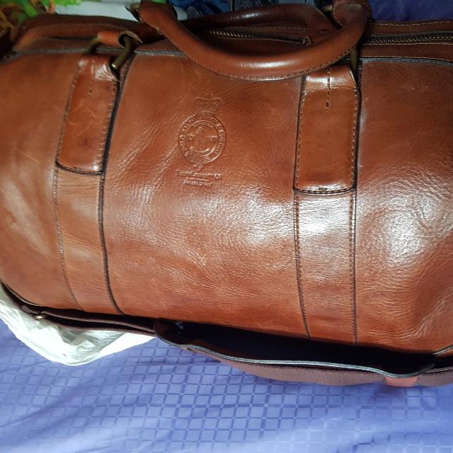 Ralph lauren leather sale duffle bag mens