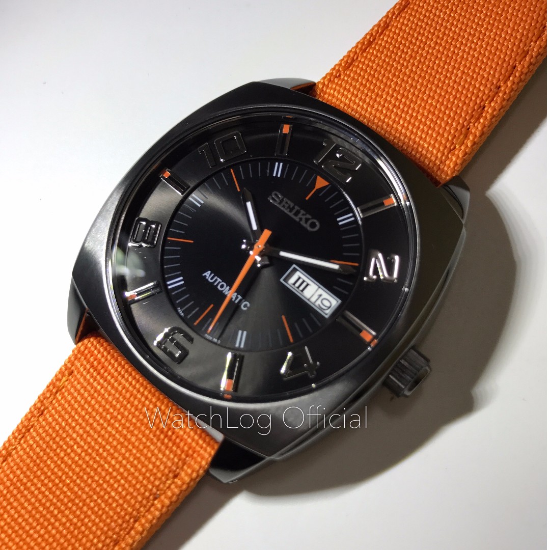 seiko black and orange watch