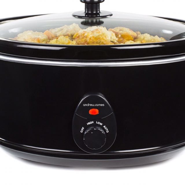 Andrew James Premium Black Slow Cooker 6.5 litre with Removable Bowl