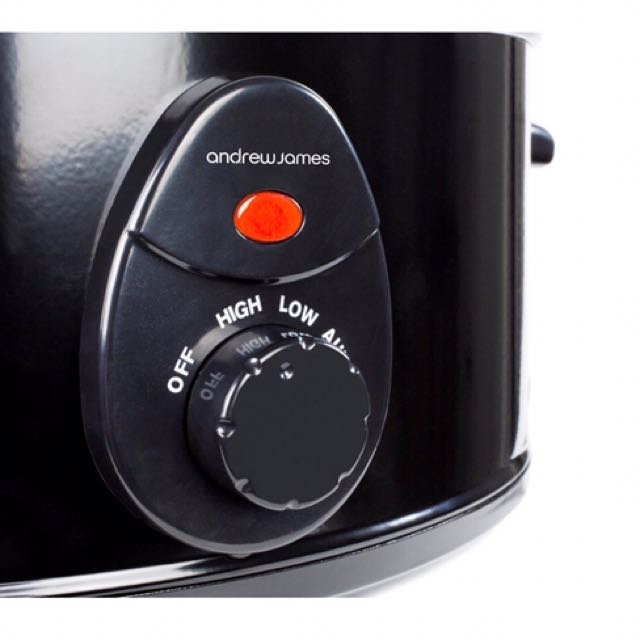 Andrew James Premium Black Slow Cooker 6.5 litre with Removable Bowl