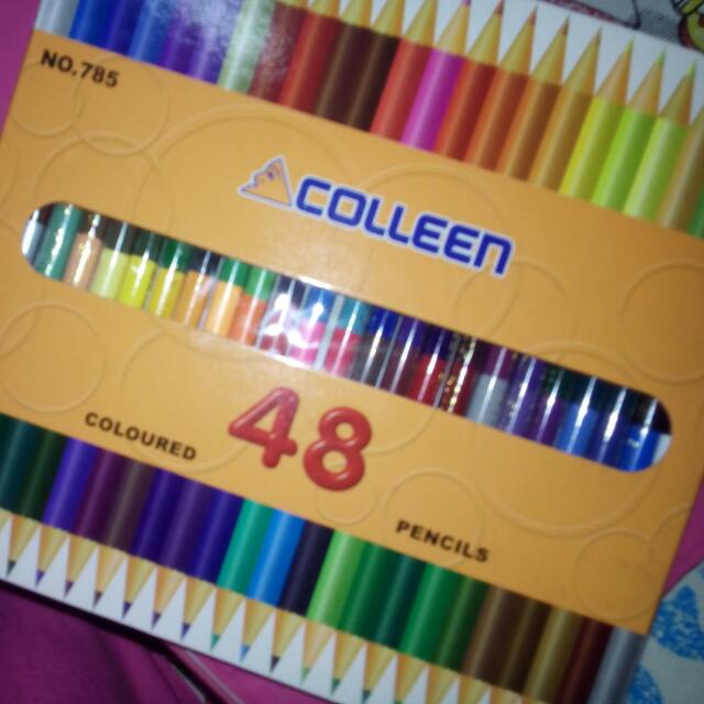 COLLEEN 48 colored pencils authentic w/ FREE 2pcs sharpener ...