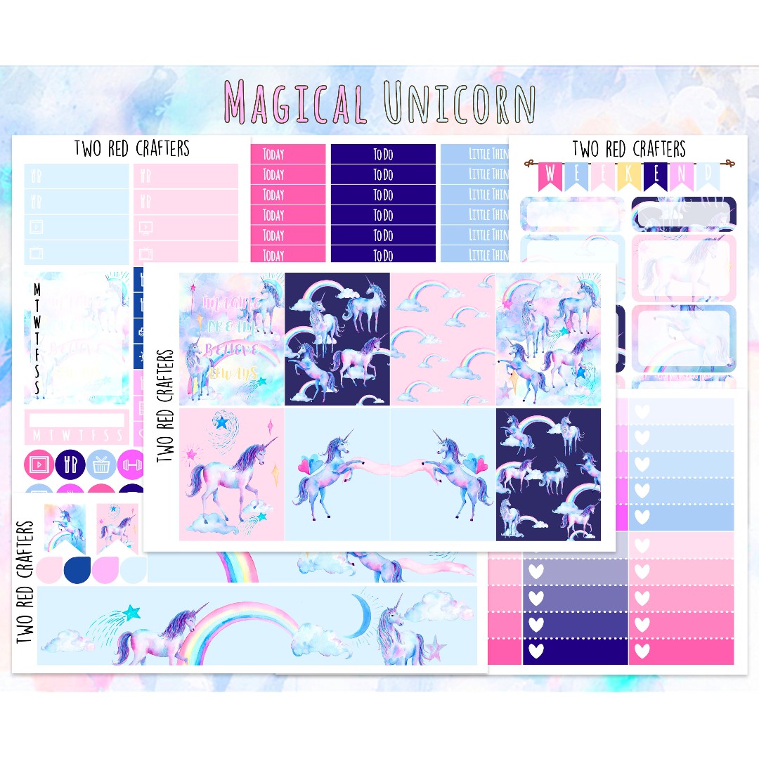 Magical Unicorns Planner Sticker Kit for Erin Condren Vertical Life