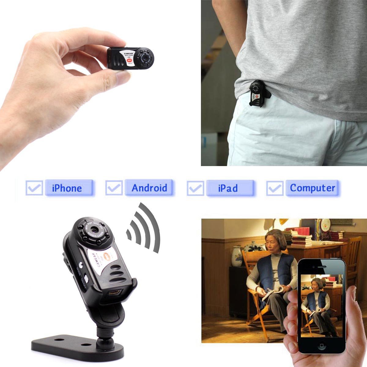 Mini wireless wifi spy Camera PANNOVO Wireless IP P2P hidden