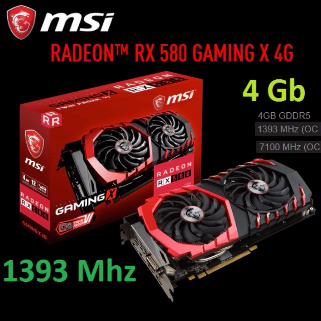 Msi Rx 580 Gaming X 4g Radeon 1393mhz Electronics Computer Parts Accessories On Carousell