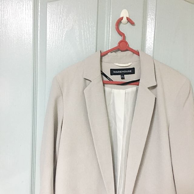 WAREHOUSE Light Gray Long Blazer