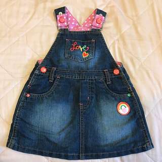 Mothercare 牛仔 刺繡 吊帶裙 why And 12 Carters Baby Gap