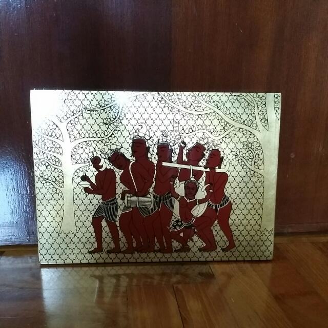 Gold Paint Lacquered Wooden Painting Cambodian Furniture Home