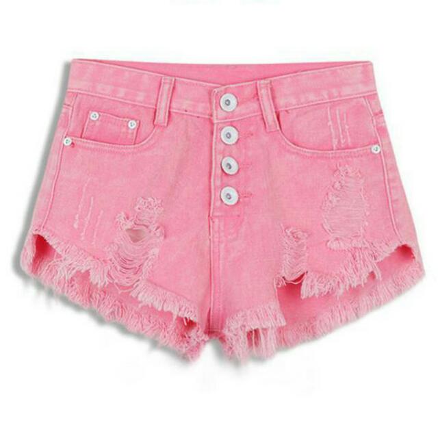 Pink ripped shorts clearance