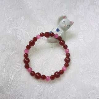 ~{8喵窩}~氣質up紅玉髓+貓眼手環。•ω•。ノ♡