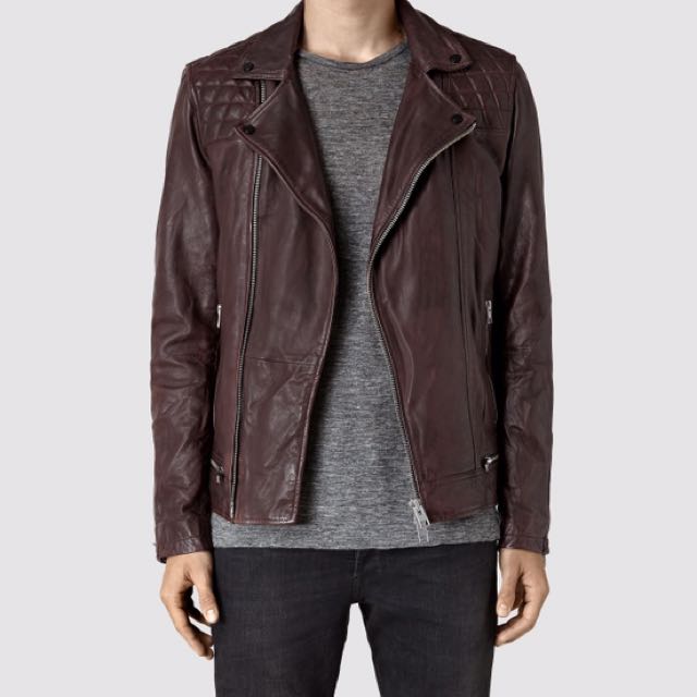 All saints conroy hotsell leather jacket oxblood