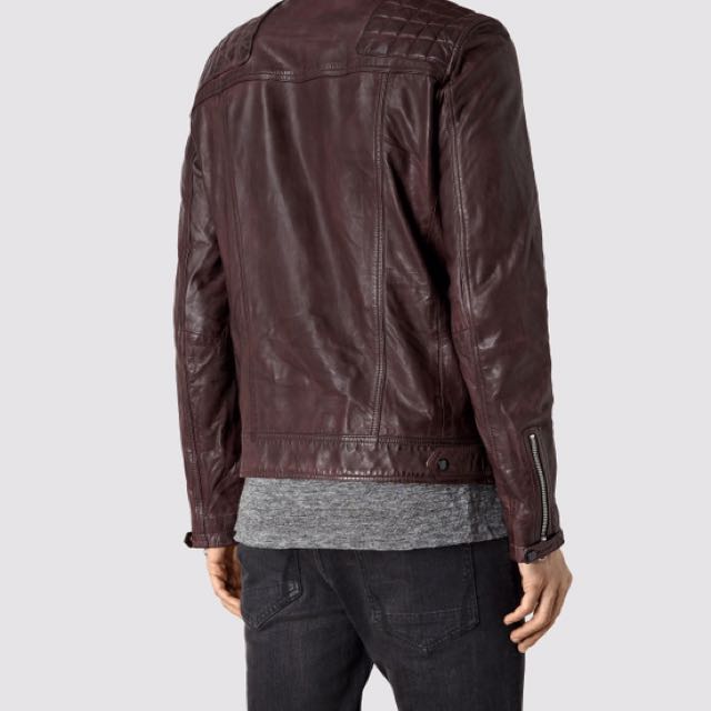 All saints oxblood leather clearance jacket mens