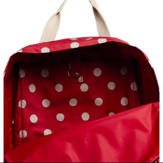 BNIB Cath Kidston Authentic Matt Coated Cranberry Red Button Spot Backpack Women s Fashion Bags Wallets Wallets Card Holders on Carousell