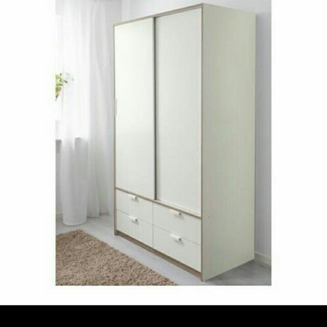IKEA Wardrobe w sliding doors & 4 drawers TRYSIL White, Babies & Kids, Baby Nursery & Kids