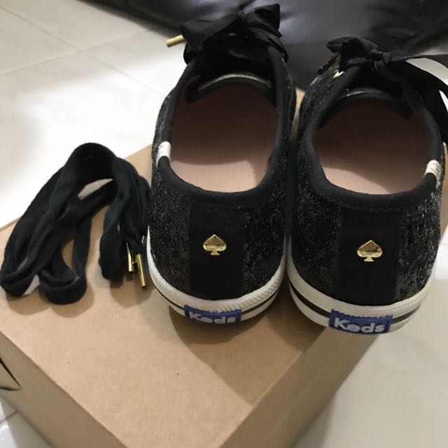 kate spade black glitter shoes