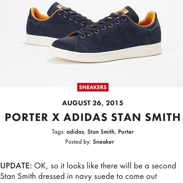 Porter X adidas Stan Smith Men s Fashion Footwear Sneakers on Carousell