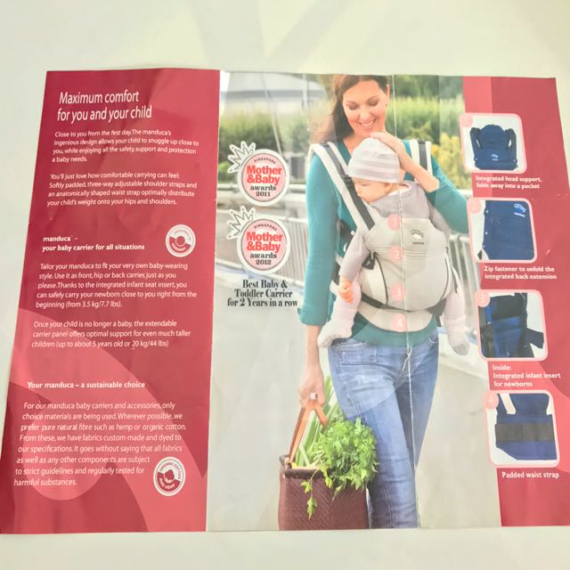 Preloved Manduca Baby Carrier With Box And Instructions For Use Manual Babies Kids Going Out Carriers Slings on Carousell