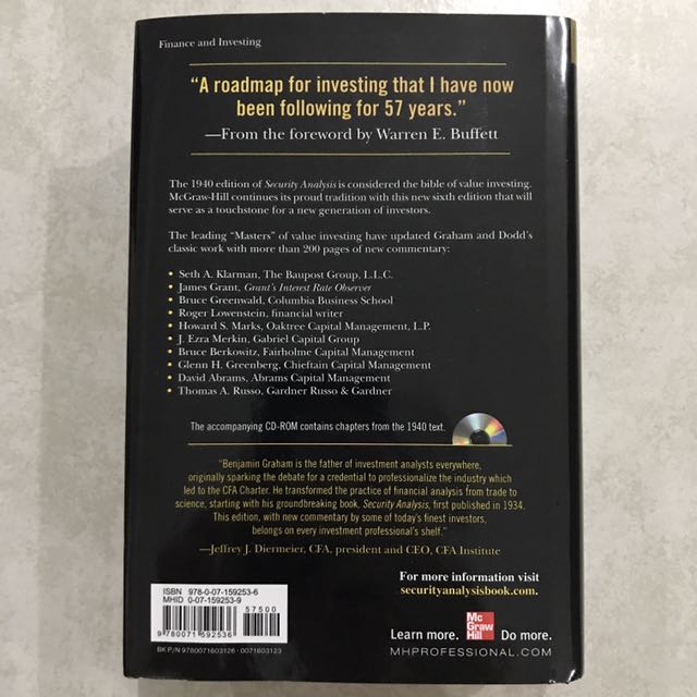 Security Analysis Sixth Edition Foreword By Warren Buffett