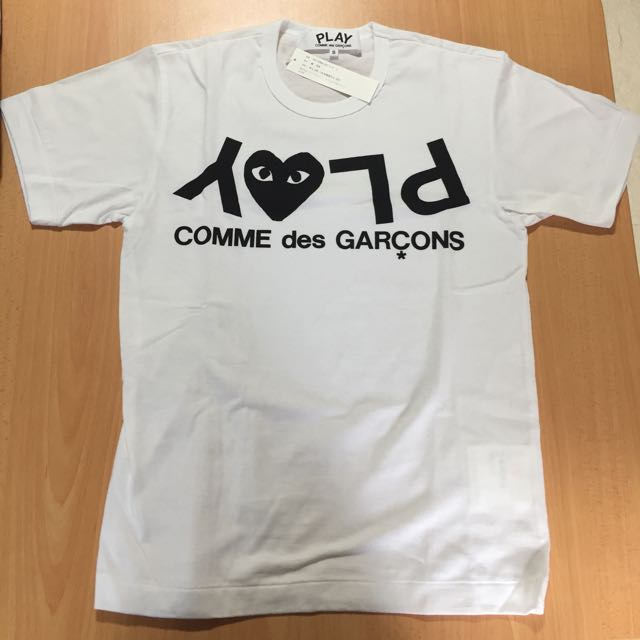 Comme Des Garcons Play Inverted Text Logo Tee
