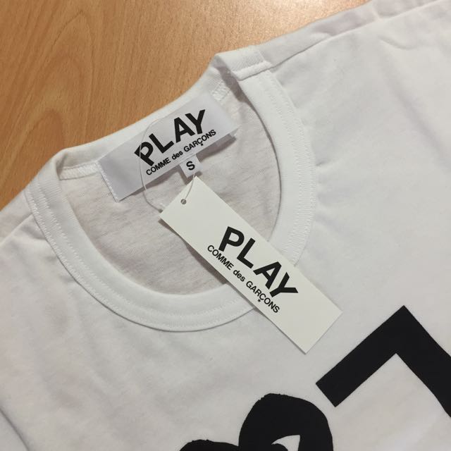 Comme Des Garcons Play Inverted Text Logo Tee