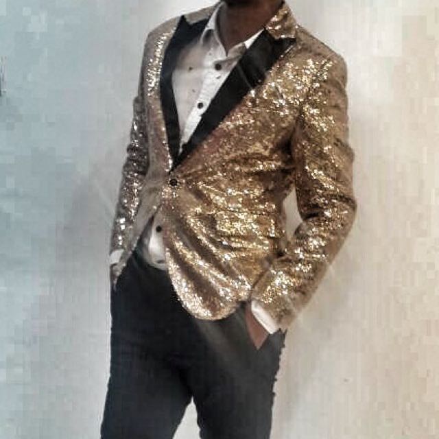 Gold sequin shop tuxedo jacket