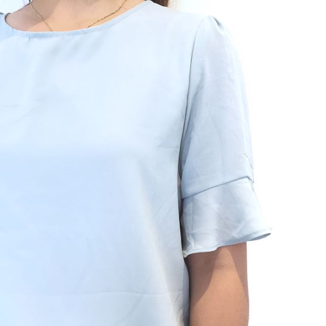 Pastel blue top, Women's Fashion, Tops, Blouses on Carousell