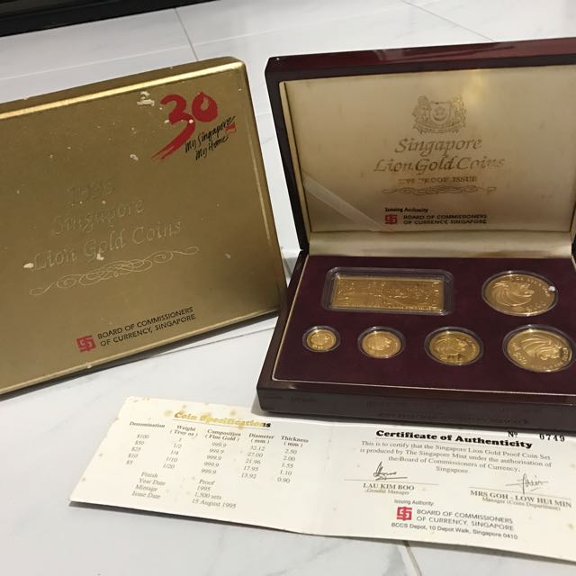 Singapore Lion Gold Proof Coin Set, Hobbies & Toys, Memorabilia & Collectibles, Currency on