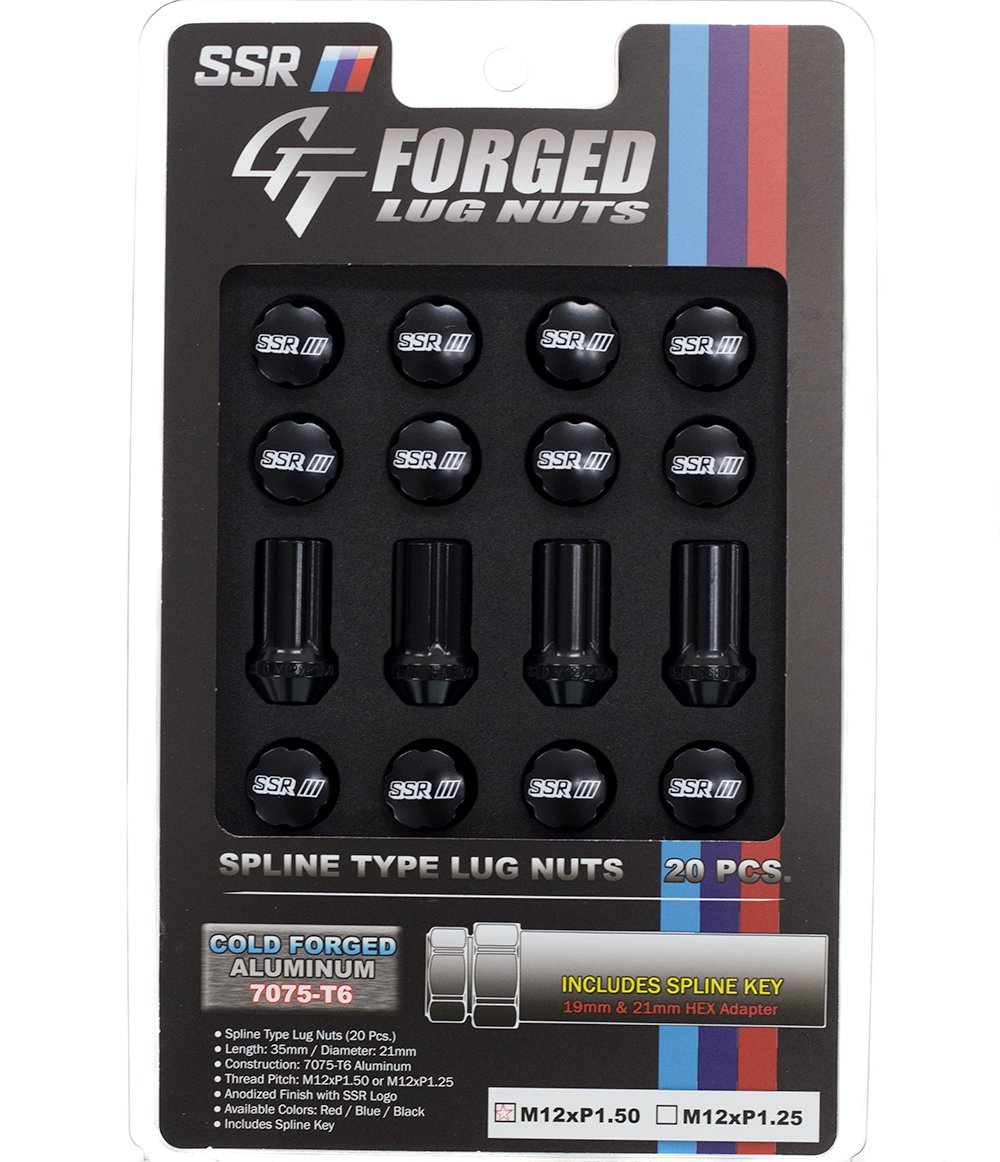 SSR Wheels Lug Nuts M12x1.5 Black (20 Piece Set w/ Socket