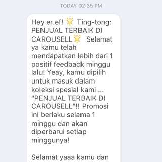 Yeayy Penjual Terbaik Carousell. Thank U Carousell 😘
