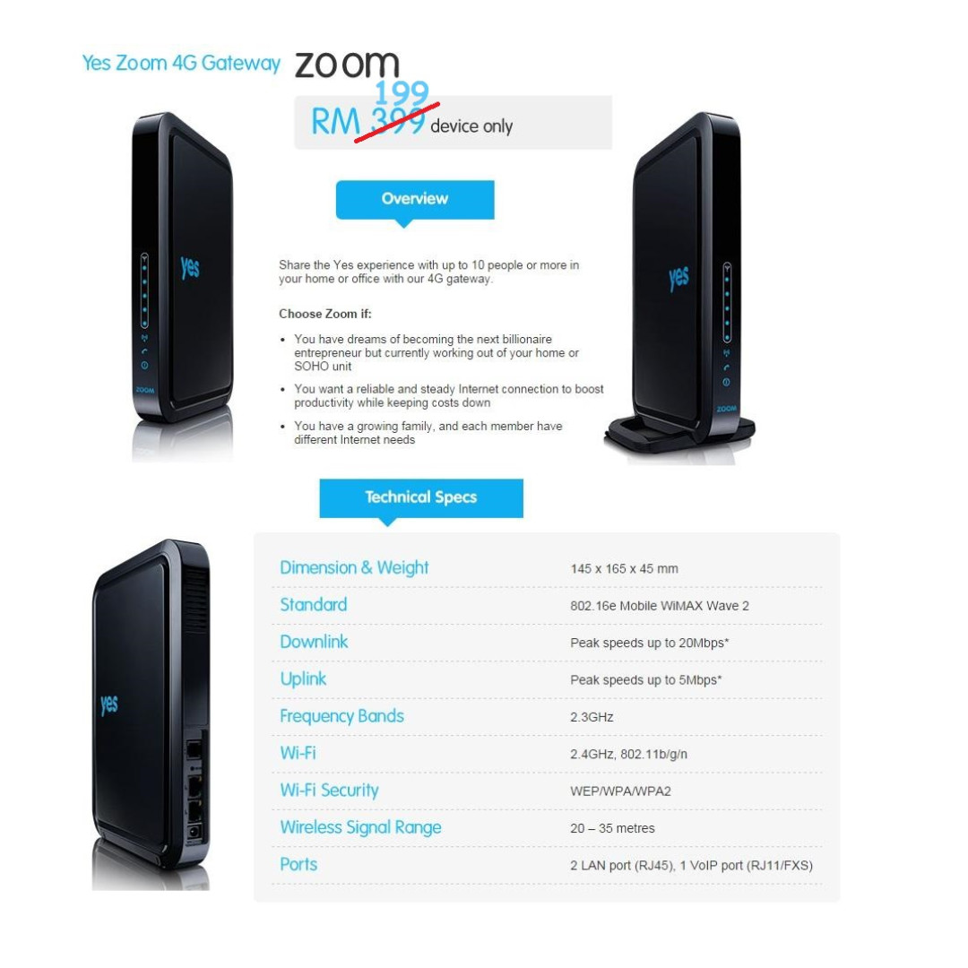 Yes Zoom 4g Gateway Wixfgr 134 Electronics Computers On Carousell