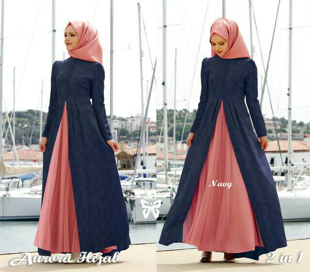 Busana Muslim Terbaru Maxi Aurora Navy Baju Pesta Dress