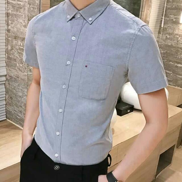 Classy Korean Men S Fashion Plains Designs Button Down Slim Fit Short Sleeve Shirts Men S Fashion Clothes Tops On Carousell