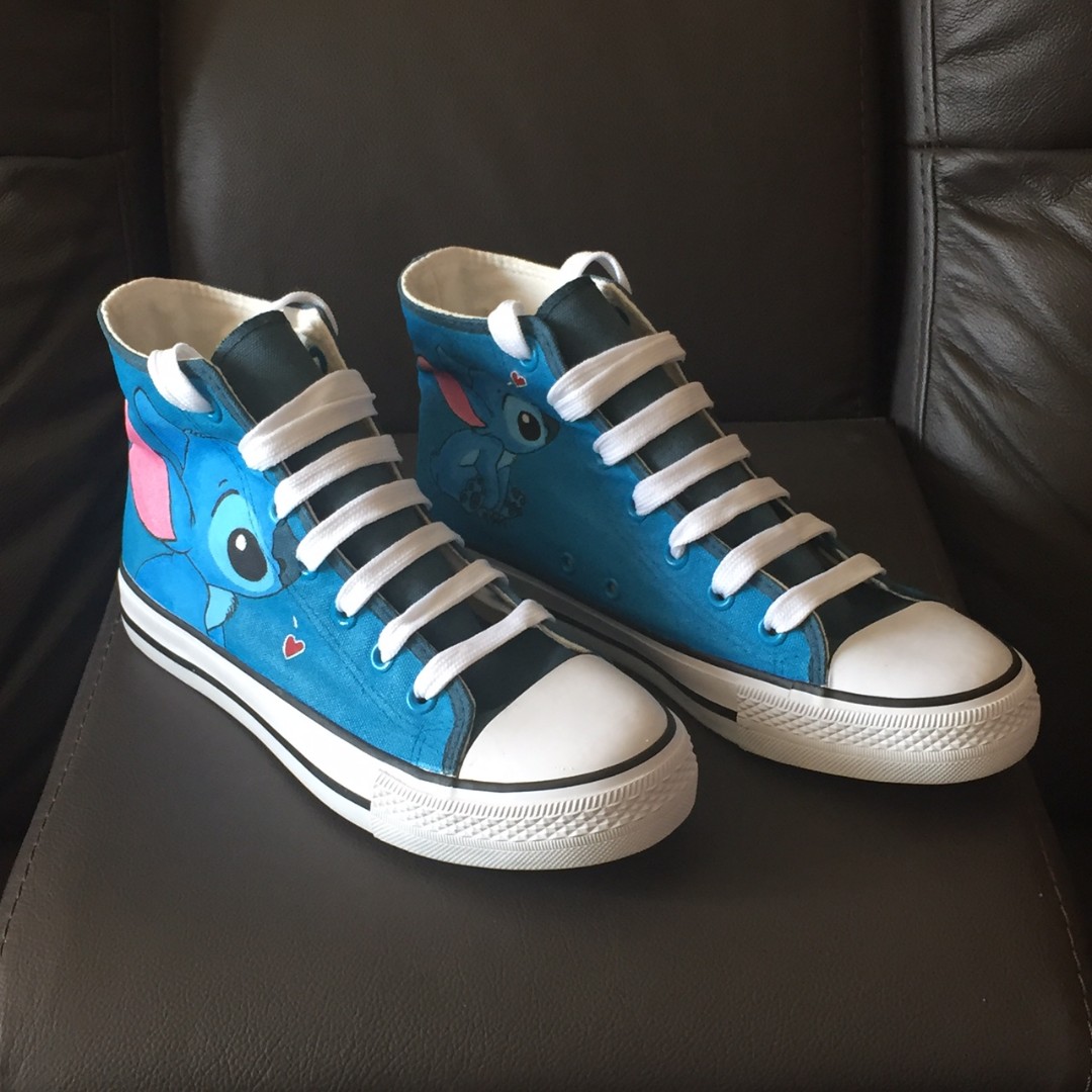 Stitch Handpainted customise shoe design, Luxury, Accessories on