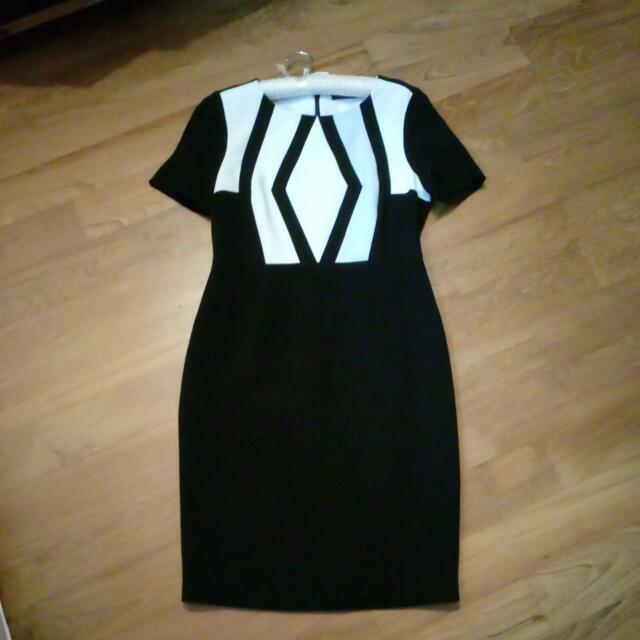 marks and spencer black and white dress